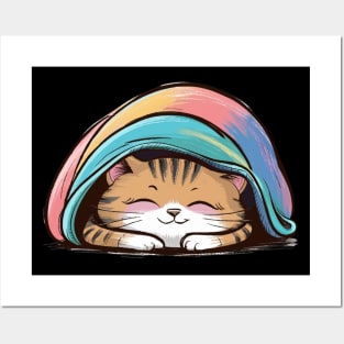Cute Sleeping cat Posters and Art